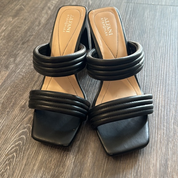 Alfani leather step n flex black square toe heels sandals 9.5 - Picture 3 of 11